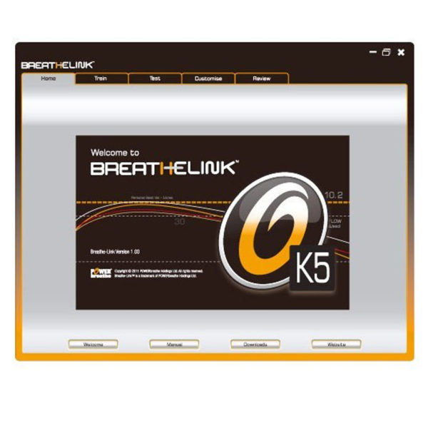 Trenazer oddechowy PowerBreathe K5 oprogramowanie breatheLINK ekran