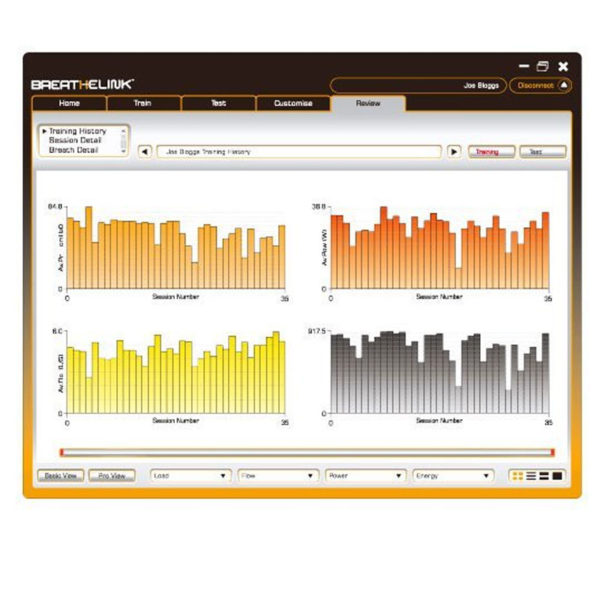oprogramowanie breatheLINK Trenazer oddechowy PowerBreathe K5