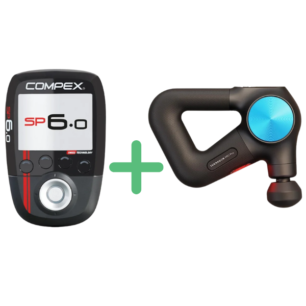 Elektrostymulator Compex SP 6.0 i masażer Theragun VI