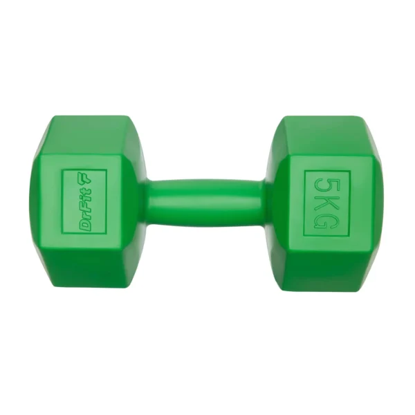 DrFit Hantle sześciokątne heksagony 5 kg zielone (2 sztuki)