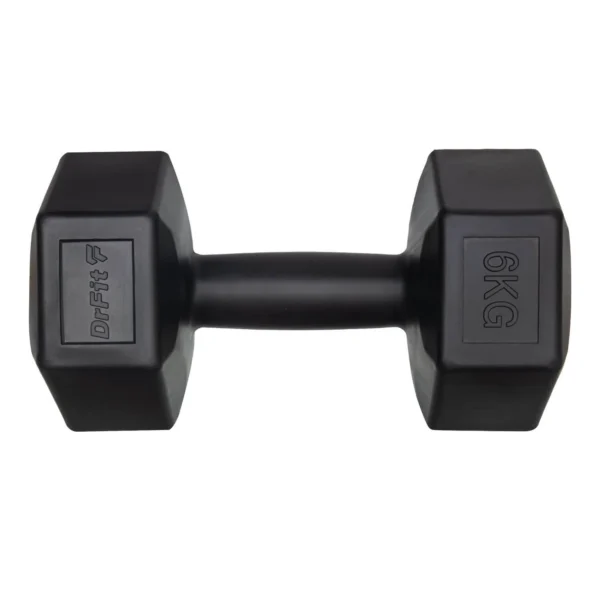 DrFit Hantle sześciokątne heksagony 6 kg czarne (2 sztuki)