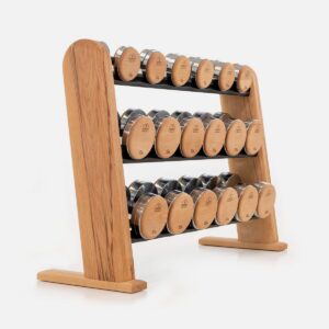 Zestaw 18 hantli NOHrD DumbBells na stojaku z litego drewna